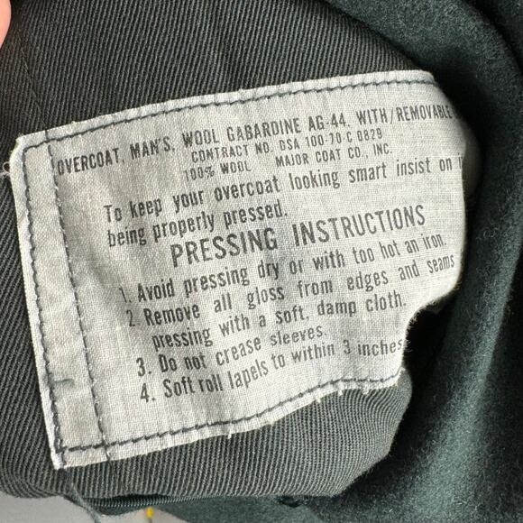 Vintage Military Wool Overcoat Gaberdine Belted Trench Removeable Liner 36L - Picture 6 of 16